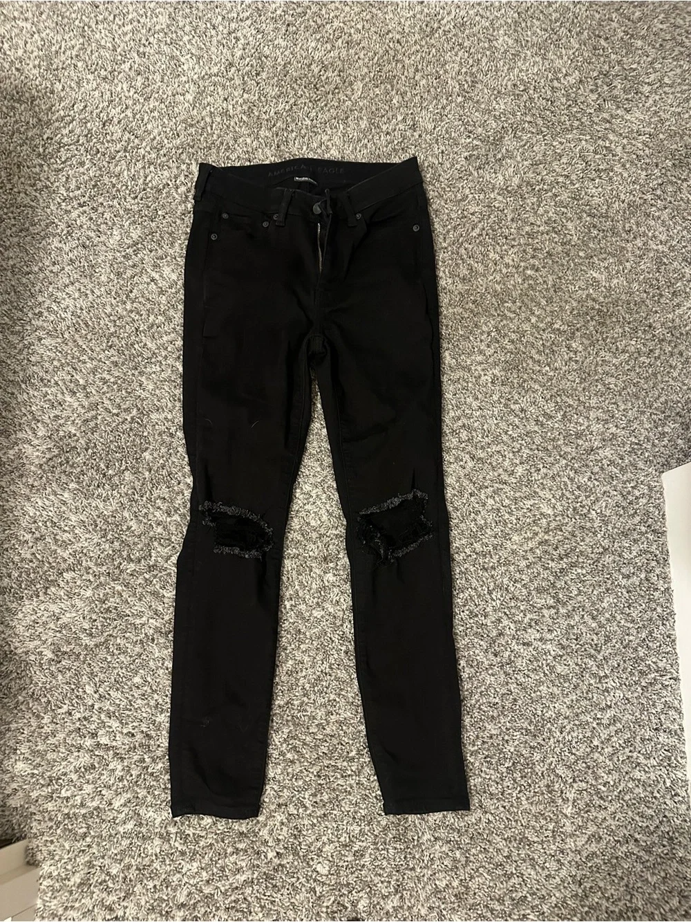 American Eagle Outfitters Black Ripped Skinny Jeans